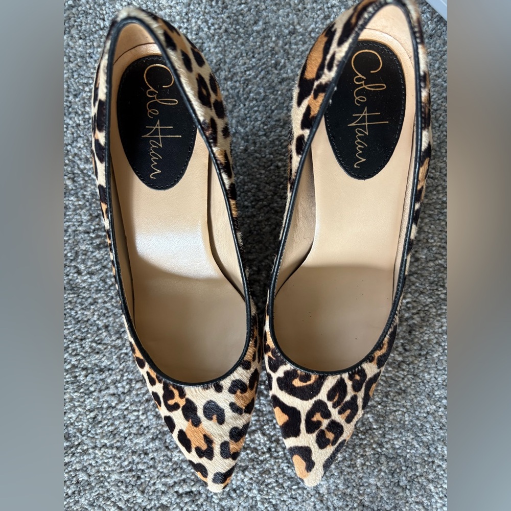 Cole Haan Leopard Print on Calf Hair 2“ pumps with Nike Air.